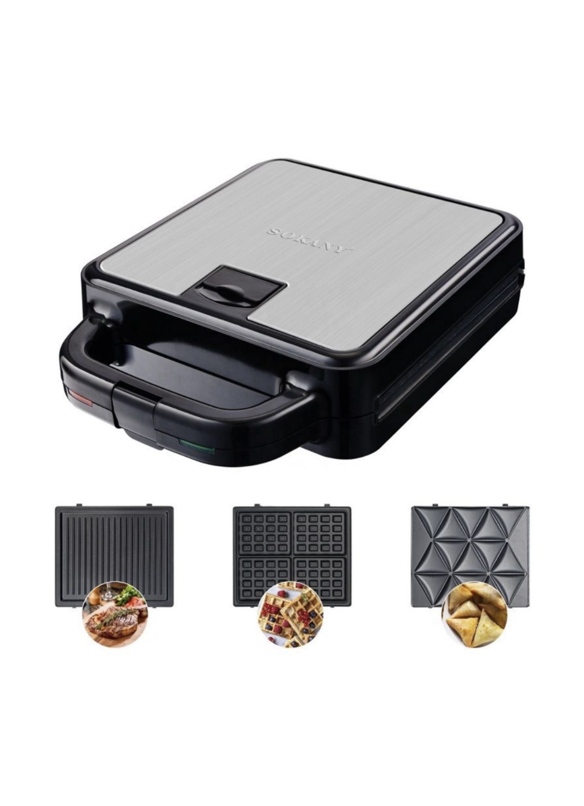 Sokany SK-08064 Waffle, Grill & Samoosa Maker Set